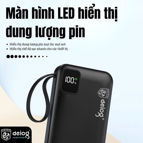 PIN SẠC DỰ PHÒNG CHÍNH HÃNG DEIOG DY-201 20.000MAH SẠC NHANH 22.5W