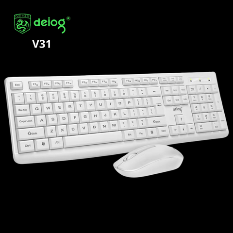 COMBO PHÍM CHUỘT KHÔNG DÂY CHÍNH HÃNG DEIOG V31 2.4G (TRẮNG)