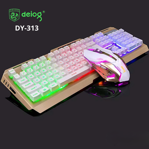 COMBO PHÍM CHUỘT CÓ DÂY CHÍNH HÃNG DEIOG DY-313 LED RGB (TRẮNG)