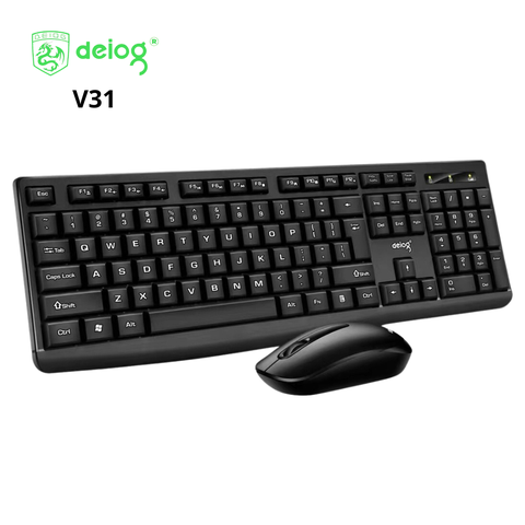 COMBO PHÍM CHUỘT KHÔNG DÂY CHÍNH HÃNG DEIOG V31 2.4G (ĐEN)