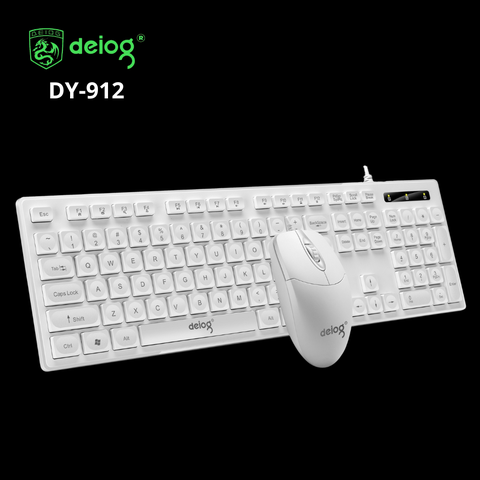 COMBO PHÍM CHUỘT CÓ DÂY CHÍNH HÃNG DEIOG DY-912 (TRẮNG)