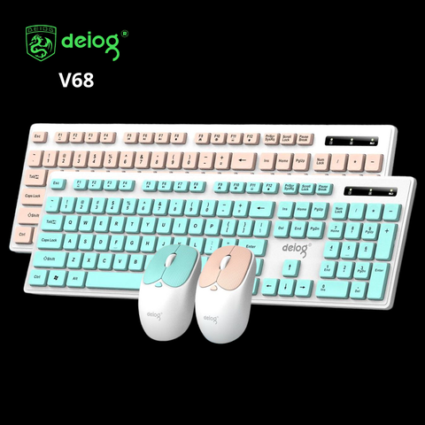 COMBO PHÍM CHUỘT KHÔNG DÂY CHÍNH HÃNG DEIOG V68 2.4G (MÀU)