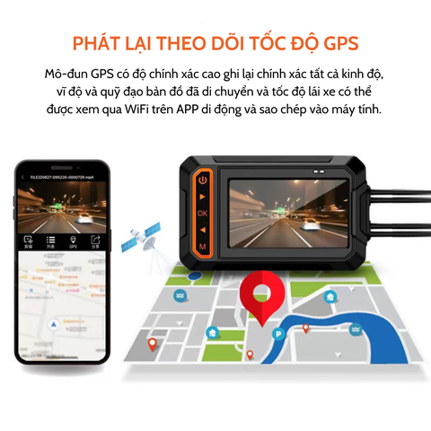CAMERA HÀNH TRÌNH XE MÁY M4F GPS WIFI DVR DASH CAM FULL HD1080P (TRƯỚC VÀ SAU)