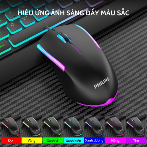 CHUỘT CÓ DÂY PHILIPS SPK9314 LED RGB GIÁ SỈ