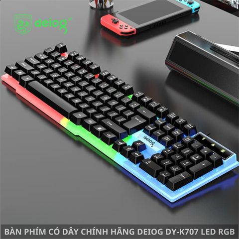 BÀN PHÍM CÓ DÂY CHÍNH HÃNG DEIOG DY-K707 LED RGB (ĐEN)