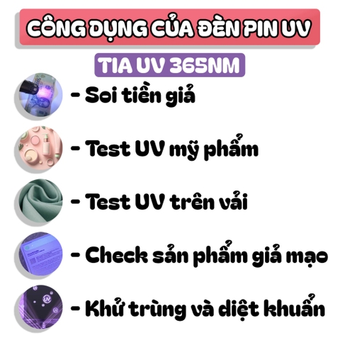 ĐÈN PIN UV TIA CỰC TÍM CHUYÊN DỤNG ĐỂ NHẬN DẠNG, CHỐNG HÀNG GIẢ