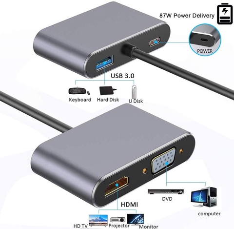 Cáp Chuyển Type-C Ra VGA, HDMI, USB 3.0, Type-C Giá Sỉ