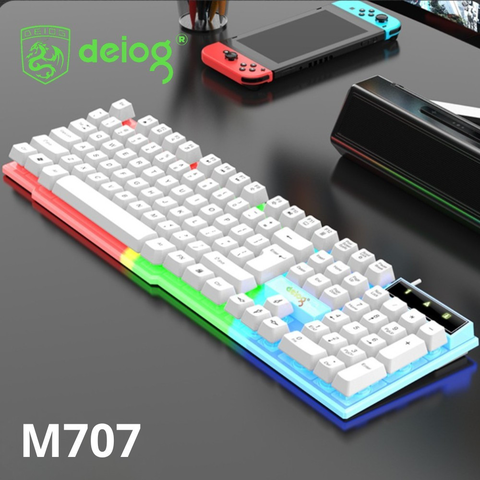 BÀN PHÍM CÓ DÂY DEIOG DY-707 LED RGB CHÍNH HÃNG (TRẮNG)
