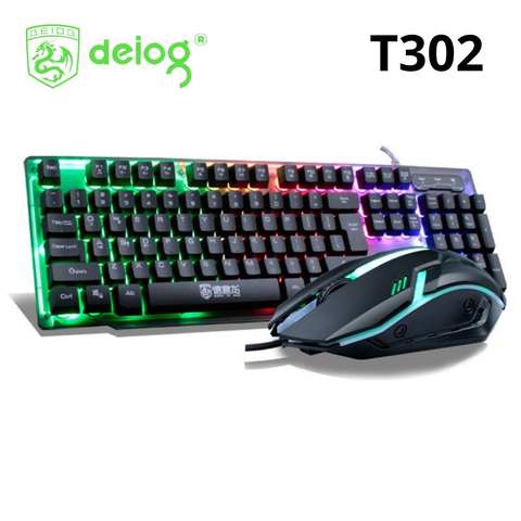 COMBO PHÍM CHUỘT CÓ DÂY CHÍNH HÃNG DEIOG DY-T302 LED RGB