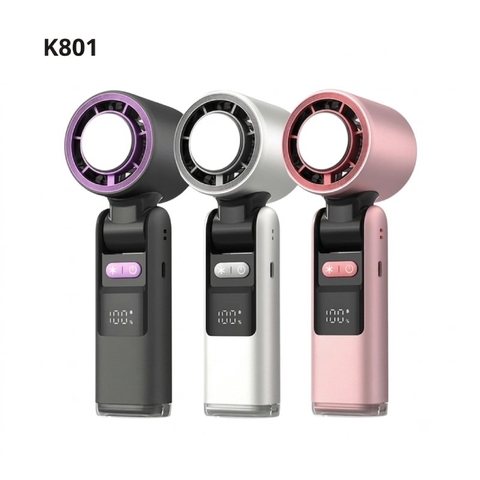 QUẠT TÍCH ĐIỆN CẦM TAY SÒ LẠNH K801 TÍCH HỢP ĐÈN PIN DUNG LƯỢNG 4000MAH
