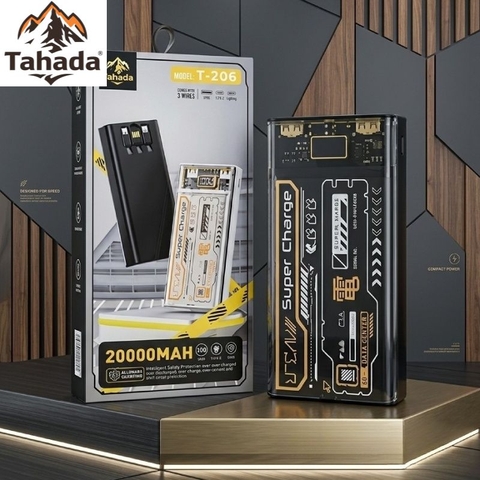 PIN SẠC DỰ PHÒNG KÈM DÂY HÀNG CHÍNH HÃNG TAHADA T-206 20.000MAH SẠC NHANH 22.5W