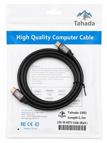 CÁP HDMI TAHADA 4K*2K DÀI 1.5M - MODEL: 1901