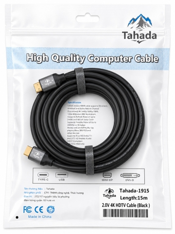 CÁP HDMI TAHADA 4K*2K DÀI 15M - MODEL: 1915