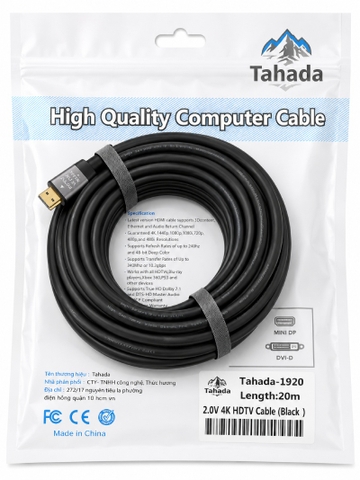 CÁP HDMI TAHADA 4K*2K DÀI 20M - MODEL: 1920