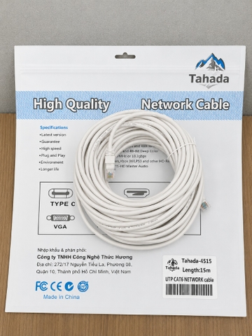 CÁP MẠNG LAN UTP TAHADA CAT6 NETWORK 15M - MODEL: 4515