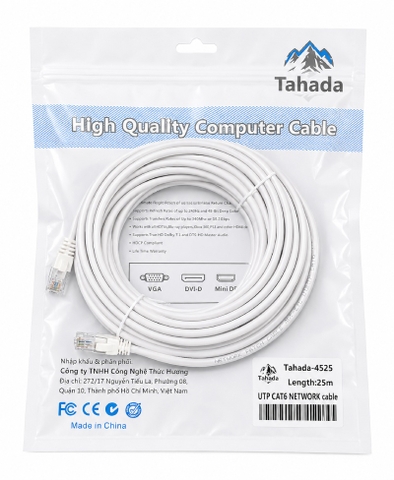 CÁP MẠNG LAN UTP TAHADA CAT6 NETWORK DÀI 25M - MODEL: 4525