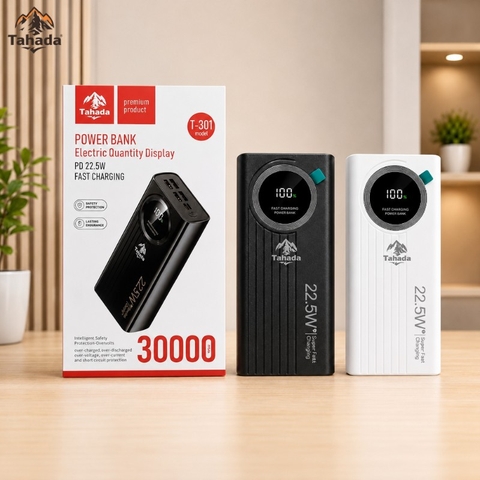 PIN SẠC DỰ PHÒNG CHÍNH HÃNG TAHADA T-301 30.000MAH SẠC NHANH 22.5W