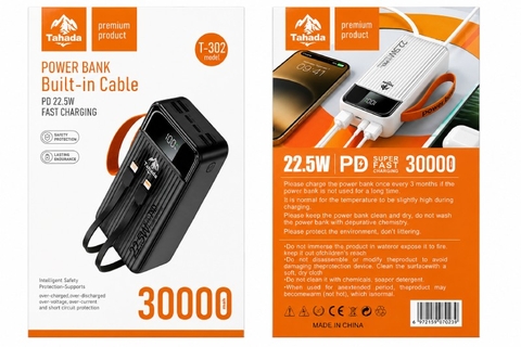 PIN SẠC DỰ PHÒNG CHÍNH HÃNG TAHADA T-302 30.000MAH SẠC NHANH 22.5W