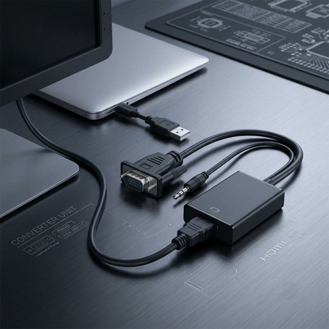Cáp Chuyển VGA Ra Hdmi (Có Audio)