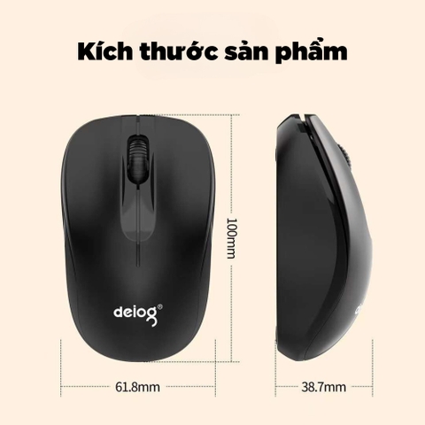 CHUỘT KHÔNG DÂY CHÍNH HÃNG DEIOG Q1 (ĐEN)