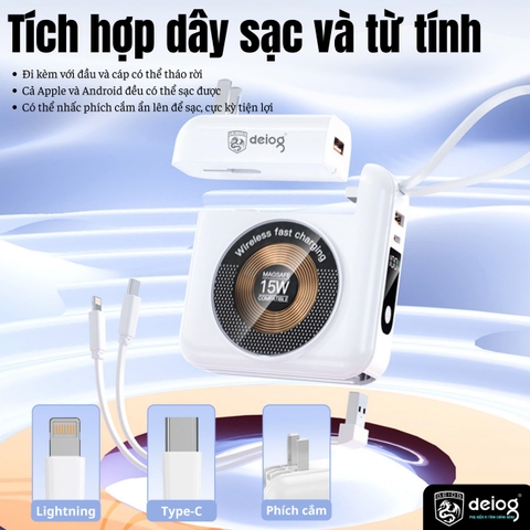 PIN SẠC DỰ PHÒNG KHÔNG DÂY CHÍNH HÃNG DEIOG DY-207 20.000MAH SẠC NHANH 22.5W