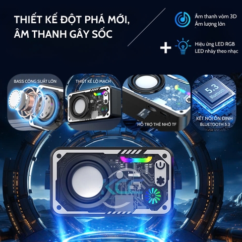 LOA BLUETOOTH V1 LED RGB THIẾT KẾ VỎ TRONG SUỐT