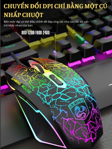 COMBO PHÍM CHUỘT CÓ DÂY CHÍNH HÃNG DEIOG DY-M115 LED RGB (ĐEN) KÈM GIÁ ĐỠ CHỐNG MỎI