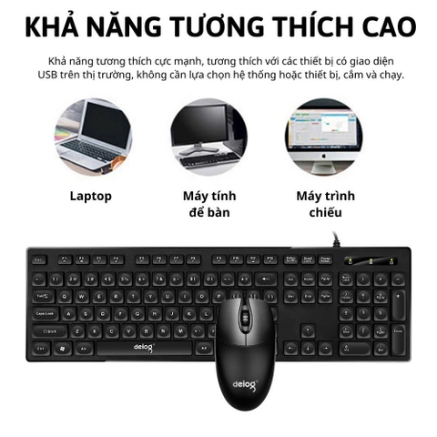 COMBO PHÍM CHUỘT CÓ DÂY CHÍNH HÃNG DEIOG DY-912 (ĐEN)
