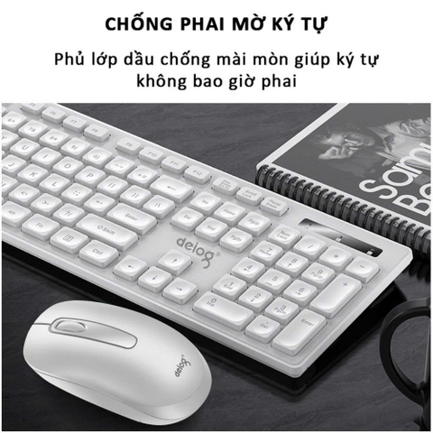 COMBO PHÍM CHUỘT KHÔNG DÂY CHÍNH HÃNG DEIOG V31 2.4G (TRẮNG)
