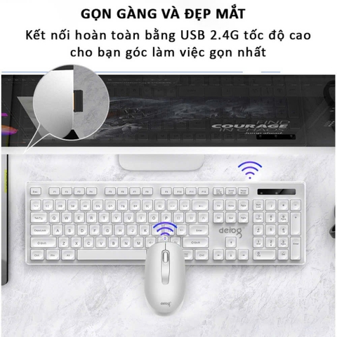 COMBO PHÍM CHUỘT KHÔNG DÂY CHÍNH HÃNG DEIOG V31 2.4G (ĐEN)