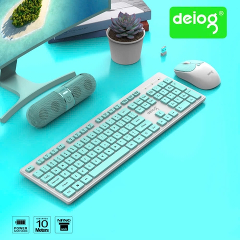 COMBO PHÍM CHUỘT KHÔNG DÂY CHÍNH HÃNG DEIOG V68 2.4G (MÀU)