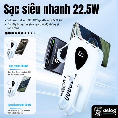 PIN SẠC DỰ PHÒNG CHÍNH HÃNG DEIOG DY-104 10.000MAH SẠC NHANH 22.5W