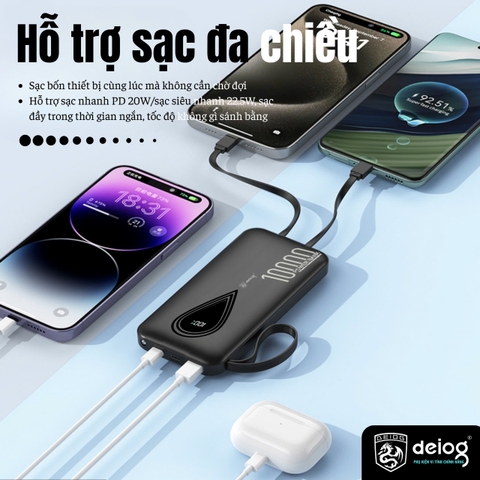 PIN SẠC DỰ PHÒNG CHÍNH HÃNG DEIOG DY-104 10.000MAH SẠC NHANH 22.5W
