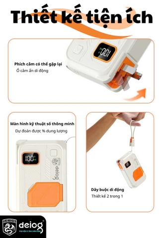 PIN SẠC DỰ PHÒNG KHÔNG DÂY CHÍNH HÃNG DEIOG DY-208 20.000MAH SẠC NHANH 22.5W