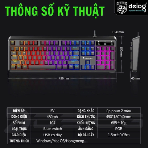 BÀN PHÍM CƠ CÓ DÂY CHÍNH HÃNG DEIOG AK-106