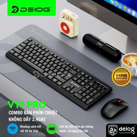 COMBO PHÍM CHUỘT KHÔNG DÂY CHÍNH HÃNG DEIOG V11 PRO