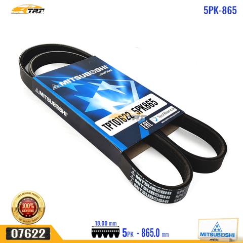 5PK865 Dây Curoa Toyota HIACE 2.0 2.4 89-04 HIACE VN 2.0 96-05 LAND CRUISER PRADO 2.7 96-05 Mitsubishi LANCER VN 1.6-2.0 03-05 LANCER 1.6 00-13 BMW 320i 2.2 02-07 520i 2.2 - 530i 3.0 00-03 MITSUBOSHI - Japan