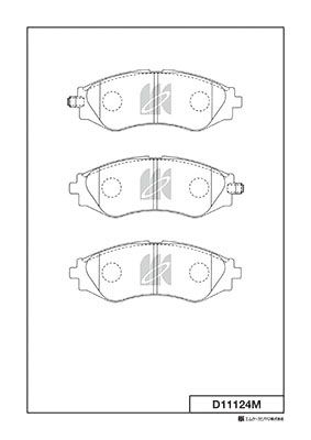 D11124M Bố Thắng - Má Phanh TRƯỚC Chevrolet VIVANT VN 2.0 07-11 LACETTI VN 1.6 1.8 04-11 Deawoo LANOS VN 1.5 00-05 LEGANZA VN 2.0 98-03 MAGNUS VN 2.0 2.5 02-07 NUBIRA VN 1.6 2.0 98-04 MK Kashiyama - Japan