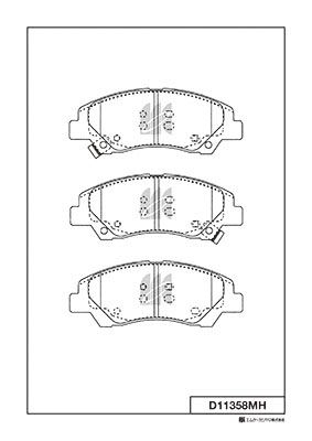 D11358MH Bố Thắng - Má Phanh TRƯỚC Hyundai GRAND I10 1.0 1.2 13-17 GRAND I10 SEDAN 1.2 14-17 MK Kashiyama - Japan