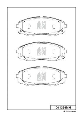 D11364MH Bố Thắng - Má Phanh TRƯỚC Kia SEDONA 3.3 2.2 DIESEL 15-21 MK Kashiyama - Japan