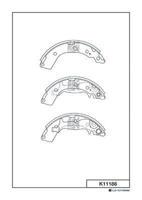 K11186 Bố Thắng - Má Phanh SAU Hyundai GRAND I10 1.1 1.2 07-14 GRAND STAREX 2.4 2.5 DIESEL 07-18 Kia PRIDE 1.4 06-11 MK Kashiyama - Japan