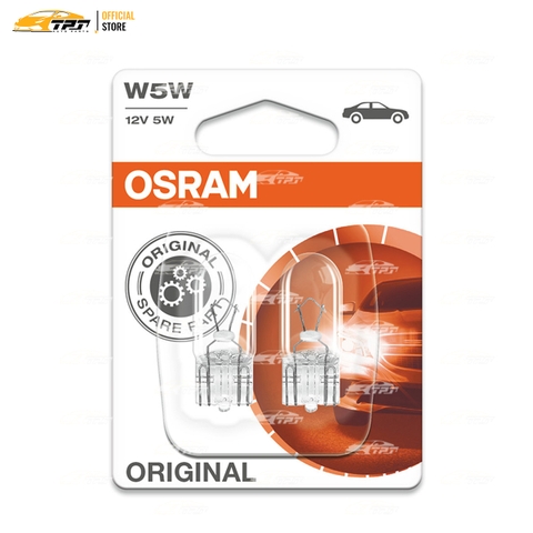 282502B Bóng Đèn Halogen Tiêu Chuẩn Ghim Nhỏ T10 W5W Bóng Trắng [12V - 5W] Vĩ = 2c OSRAM - Germany