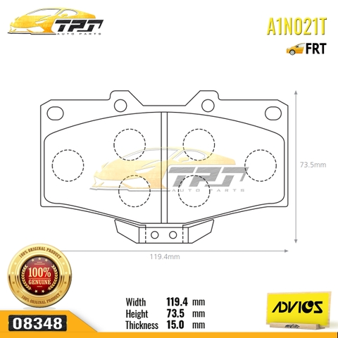A1N021T - Bố Thắng - Má Phanh TRƯỚC Toyota LAND CRUISER 3.5 4.2 4.5 90-99 PRADO 2.7 2.8 3.0 96-02 ADVICS - Japan