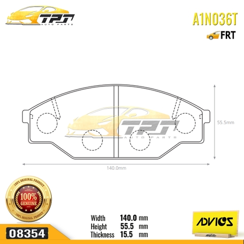A1N036T - Bố Thắng - Má Phanh TRƯỚC Toyota HILUX 2.4 HIACE VN 2.0 2.4 1RZ 2RZ 01-04 ADVICS - Japan