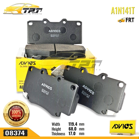 A1N141T - Bố Thắng - Má Phanh TRƯỚC Toyota FORTUNER 2.5 3.0 DIESEL 05-11 HILUX 2.4 2.5 3.0 DIESEL 01-11 ADVICS - Japan