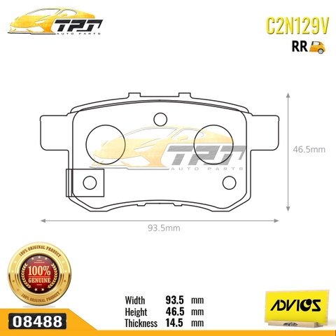 C2N129V - Bố Thắng - Má Phanh SAU Honda ACCORD 08-12 ADVICS - Japan
