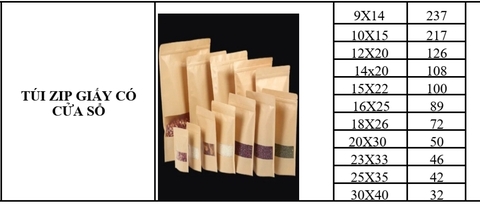 Túi zip giấy cửa sổ tràn vàng - Túi zip giấy kraft có cửa sổ tràn