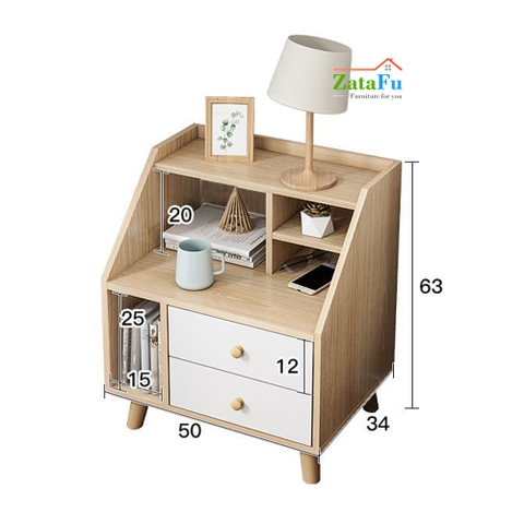 Kệ đầu giường 2 ngăn kéo phong cách Bắc Âu TUTT-02