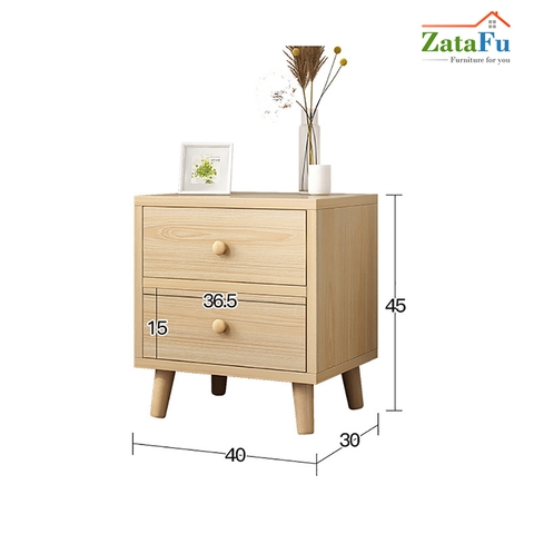 Tủ Kệ Để Đầu Giường Có 2 Ngăn Kéo Trang Trí Phòng Ngủ TUTT-01 ZataFu