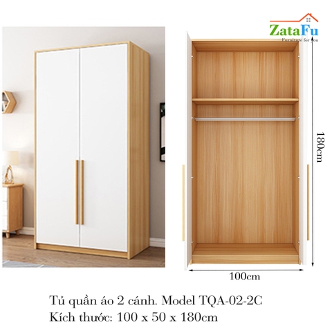 Tủ quần áo 1m8 thiết kế đơn giản TQA-02
